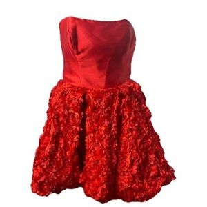 Red Mini Dress Sleeveless Puffy